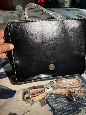 Jessica Moore  Women’s Black Faux Leather  Crossbody